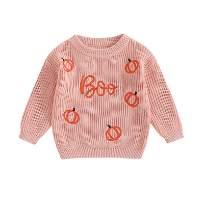 FOCUSNORM 0-3Y Prekrasni pulover za Noć vještica za dječake i djevojčice, dugih rukava s okruglim izrezom Puloveri s vezom od bundeve Pletene jesenske majice