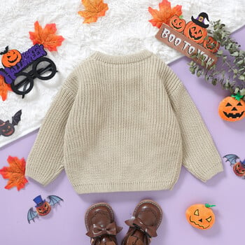 FOCUSNORM 0-3Y Halloween Baby Girls Αγόρια Πουλόβερ 2 χρώματα Μακρυμάνικο κέντημα λουλούδι κολοκύθας Πλεκτό πουλόβερ Φθινοπωρινές μπλούζες