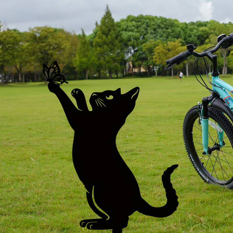 Creative Cat Family Garden Stakes Διακοσμητικά Χαριτωμένα Γάτα Κήπος Διακοσμητική σιλουέτα Ζώα υπαίθρια αγάλματα Γάτα αυλή γκαζόν κήπου
