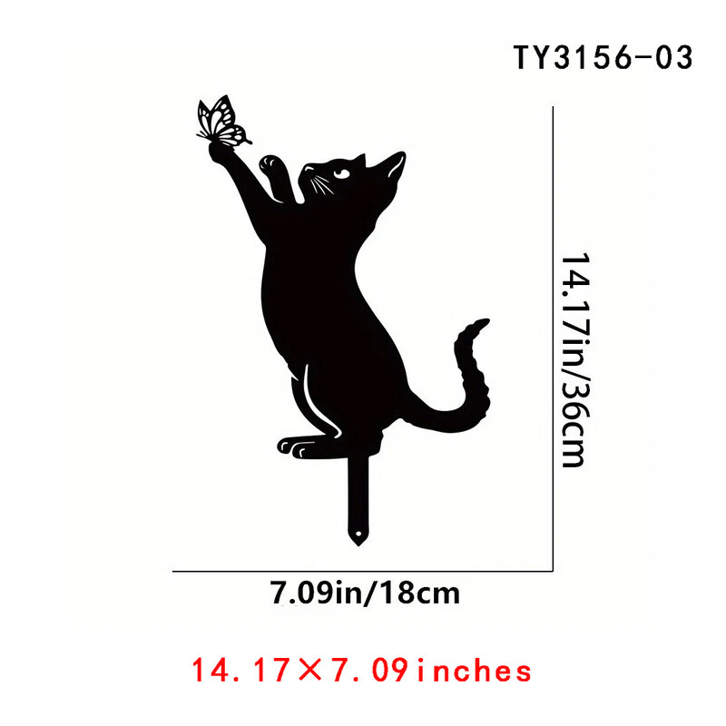 Creative Cat Family Garden Stakes Διακοσμητικά Χαριτωμένα Γάτα Κήπος Διακοσμητική σιλουέτα Ζώα υπαίθρια αγάλματα Γάτα αυλή γκαζόν κήπου