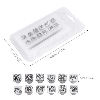 12Pcs Stamping Punch Tool Σχέδιο λουλουδιών Tang Dynasty DIY Stamper από φυτικό δέρμα Λαβή 1 τεμ.