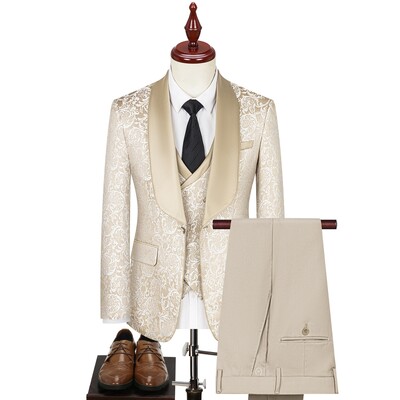 Lansboter zeleno muško odijelo od 3 komada s otisnutim prugama i preklopom za vjenčanje, bankete, poslovni poslovni smoking, jakna, prsluk s hlačama