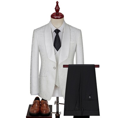 Lansboter zeleno muško odijelo od 3 komada s otisnutim prugama i preklopom za vjenčanje, bankete, poslovni poslovni smoking, jakna, prsluk s hlačama