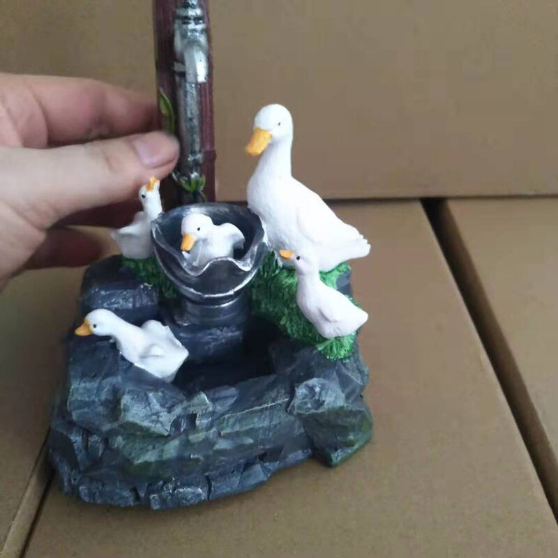 Statuie Rață Cu Lumini LED Solare Ornament Drăguț De Grădină De Animale Cu Energie Solară Viu Și Drăguț