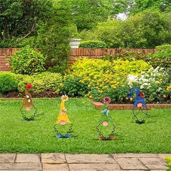 Μεταλλικό Gnome Ground Insertion 3D Insects Butterflies Decor for Garden Garden Garden Garden Ground Ornaments Outdoor