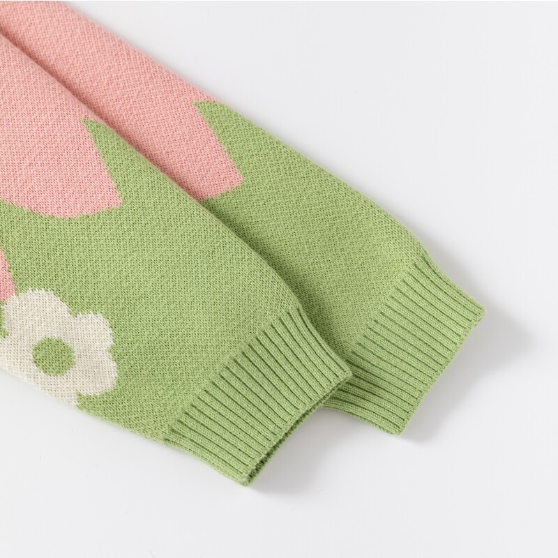 Zimski dječji pleteni kaput Modni topli kardigan za djevojčice Pleteni pulover s cvijećem Dječja debela odjeća za proljeće i jesen