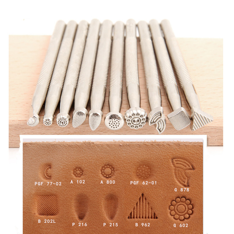 1db bőrbélyegző szerszám bőrműves munka nyeregbélyegző készlet faragó minták kézzel készített művészi marhabőr szerszámok