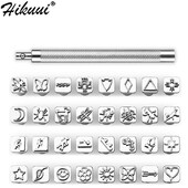 32 db-os bőrbélyegző szerszámok Bőr kézműves szerszámok barkácsmintás acélbélyegző készlethez 10*10mm