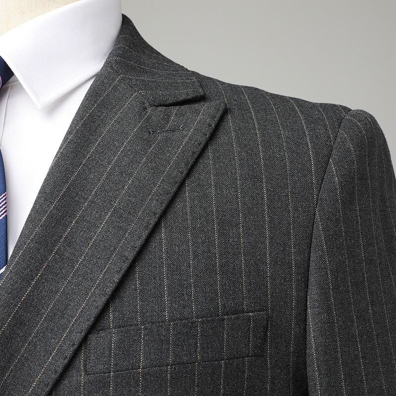 2024. gada jauns vīriešu biznesa apģērbs (uzvalks + bikses) Modes un glīts, moderns, svītrains ikdienas modes preču komplekts ar divrindu divrindu komplektu M-6XL