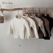 Dječja djevojčica Dječaci Pleteni rebrasti pulover s dolčevitom Proljeće Jesen Zima Proljeće Dojenčad Mala djeca Dječji pulover Dječja odjeća 1-7Y