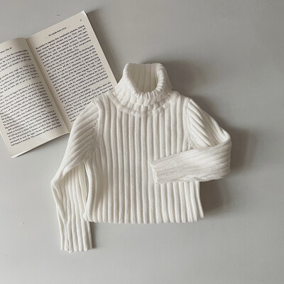 Dječja djevojčica Dječaci Pleteni rebrasti pulover s dolčevitom Proljeće Jesen Zima Proljeće Dojenčad Mala djeca Dječji pulover Dječja odjeća 1-7Y