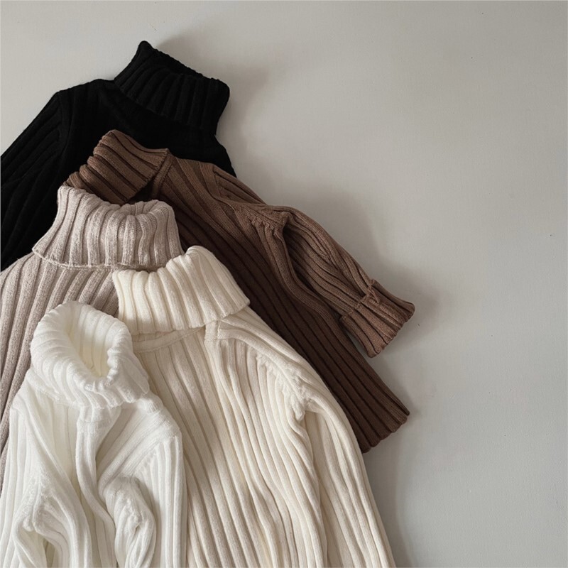 Dječja djevojčica Dječaci Pleteni rebrasti pulover s dolčevitom Proljeće Jesen Zima Proljeće Dojenčad Mala djeca Dječji pulover Dječja odjeća 1-7Y