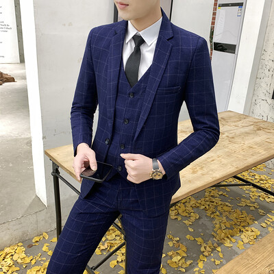 Novi stil 2024. (odijelo + prsluk + hlače) Modni poslovni formalni korejski model uskog muškog odijela trendovski džentlmenski trodijelni set