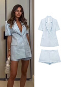 TRAF 2 piese Blazer solid pentru femei Costume scurte 2024 Noua moda paltoane crestate cu un singur piept Pantaloni scurti cu fermoar tinute pentru dama de birou