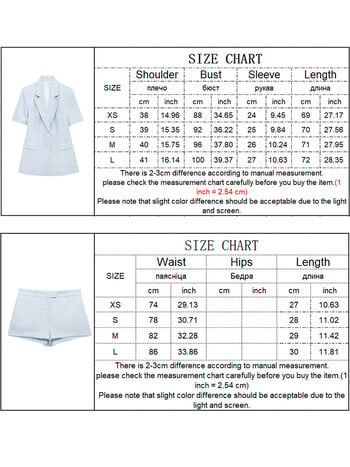TRAF 2 бр. Дамски плътни блейзъри Къси костюми 2024 г. Нова мода с назъбени едноредни палта Къси панталони с цип Офис дамски екипи