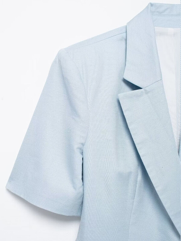 TRAF 2 piese Blazer solid pentru femei Costume scurte 2024 Noua moda paltoane crestate cu un singur piept Pantaloni scurti cu fermoar tinute pentru dama de birou