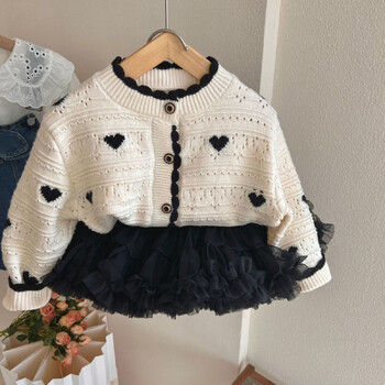 Girls Baby Love Sweater Ζακέτα Λεπτή Ανοιξιάτικη και Φθινοπωρινή Παιδική Κορεατική Έκδοση Πλεκτά Παλτό Ξένο 2023 Νέο