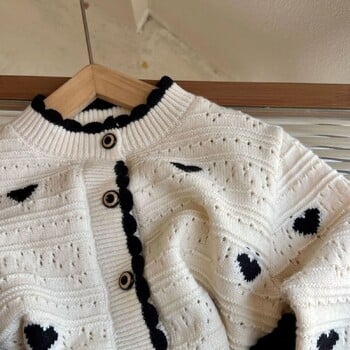 Girls Baby Love Sweater Ζακέτα Λεπτή Ανοιξιάτικη και Φθινοπωρινή Παιδική Κορεατική Έκδοση Πλεκτά Παλτό Ξένο 2023 Νέο