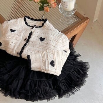 Girls Baby Love Sweater Ζακέτα Λεπτή Ανοιξιάτικη και Φθινοπωρινή Παιδική Κορεατική Έκδοση Πλεκτά Παλτό Ξένο 2023 Νέο