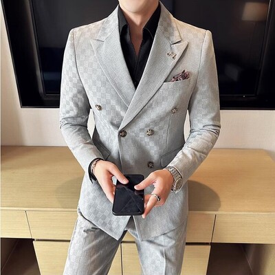 (Jachetă+pantaloni) 2 bucăți albastru caise pentru petrecere de afaceri costume bărbați stil formal la comandă smoking de mire de nuntă