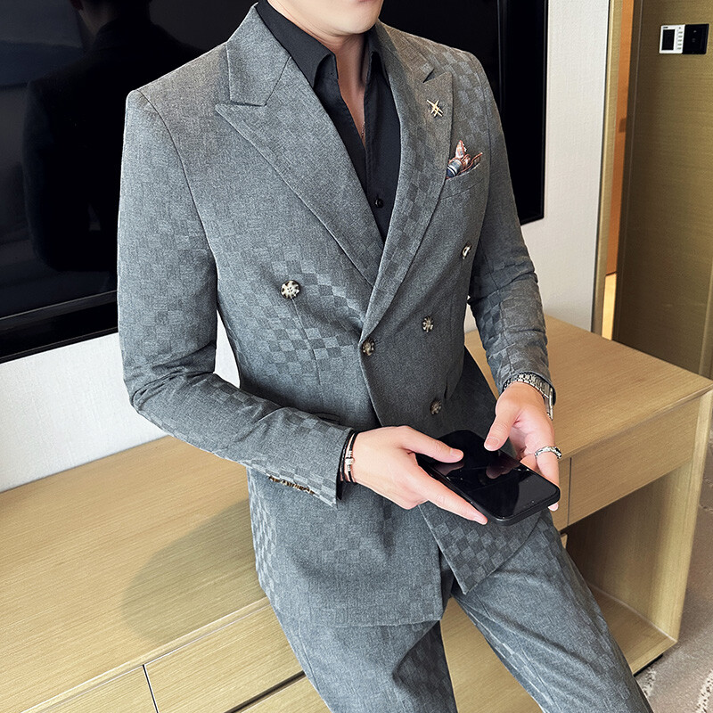 (Jachetă+pantaloni) 2 bucăți albastru caise pentru petrecere de afaceri costume bărbați stil formal la comandă smoking de mire de nuntă