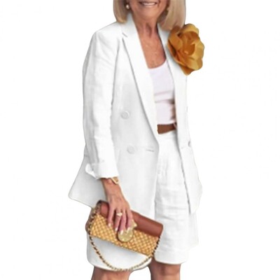 Női vékony blézer rövidnadrág szett OL stílus ingázás hivatalos üzleti öltöny irodai női egyszínű blézer dzseki nadrág szett Női felszerelés