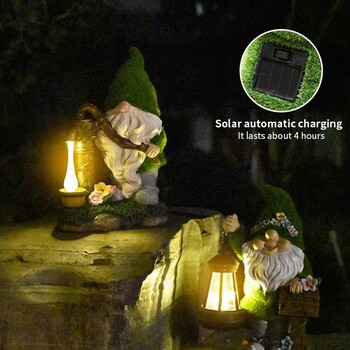 Flocking Elf Solar Garden Night Light Διακόσμηση σε αμερικανικό στυλ Διαρρύθμιση βίλας Εξωτερικός κήπος Νερό πηγάδι Dwarf Resin Crafts