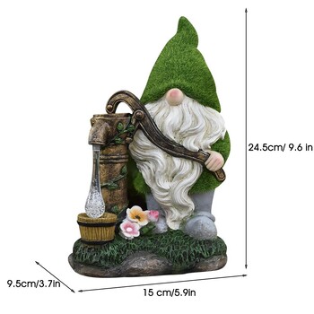 Flocking Elf Solar Garden Night Light Διακόσμηση σε αμερικανικό στυλ Διαρρύθμιση βίλας Εξωτερικός κήπος Νερό πηγάδι Dwarf Resin Crafts