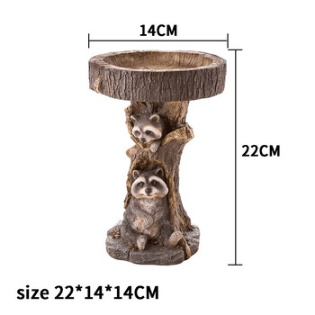 Ρητίνη Raccoon Birdbath Polyresin Antique Garden Bird Bath Antique Garden Bird Bath Home Κήπος Αυλή Γλυπτά ζώων Στολίδια