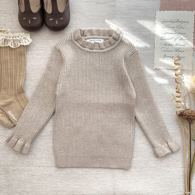 Dječji džemper Gornja odjeća 2023. Pletena čipkana majica s izdubljenim rukavima za djevojčice Lampion Majica dugih rukava s donjim dijelom Princess