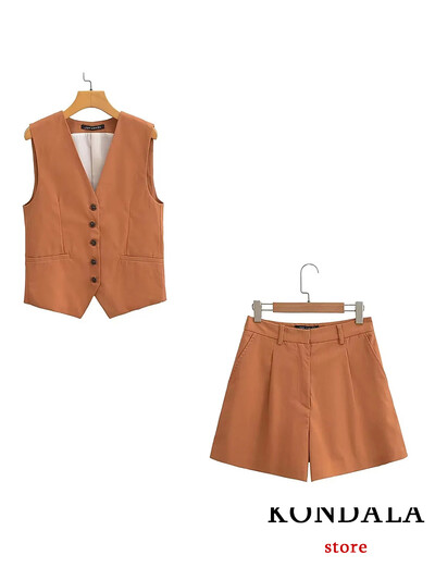 TRAFZA Casual λινό γυναικεία κοστούμια 2 τεμαχίων V με κουμπιά με λαιμόκοψη γιλέκο σακάκι + ψηλή μέση φαρδιά σορτς ποδιών μόδας 2024 Καλοκαιρινά vintage σετ