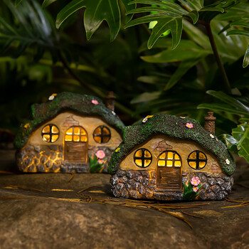 Solar Garden Statue Lights Fairy Garden Shed Resin Διακοσμητικά φώτα για αυλές, γκαζόν, καλλιτεχνικές διακοσμήσεις αυλής, δώρα οικιακής χρήσης