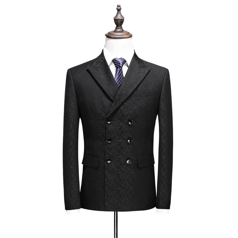 2024 (S-5XL) Bărbați dublu piept (costum + vestă + pantaloni) Costum elegant pentru nuntă la modă Business Casual Set din trei piese