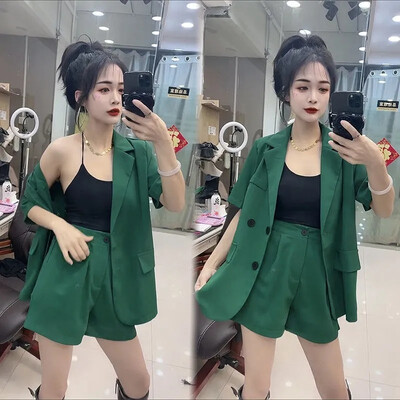 Pojedinačno/odijelo Jednostavno modno odijelo Žensko ljeto 2022. Novo široko i tanko odijelo Kratke hlače Dvodijelni ženski blejzer odijela Ljubičasta crna