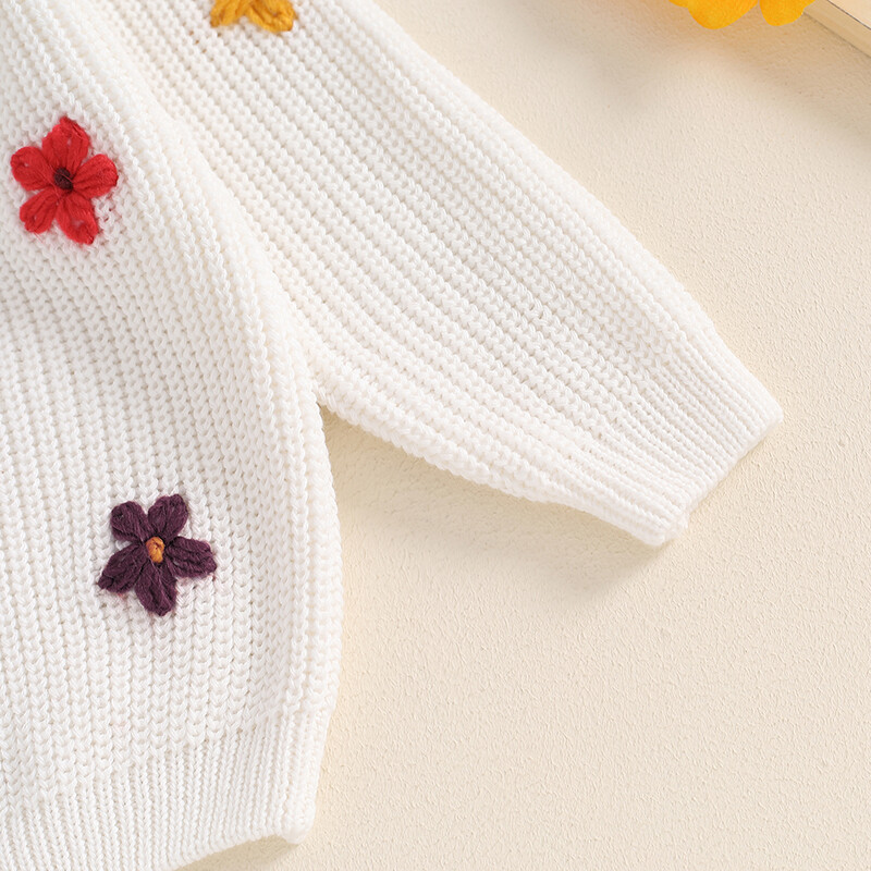 Citgeett rudens mazuļu džemperis ar garām piedurknēm ziedu ziemas silts trikotāžas džemperis džemperis rudens drēbes