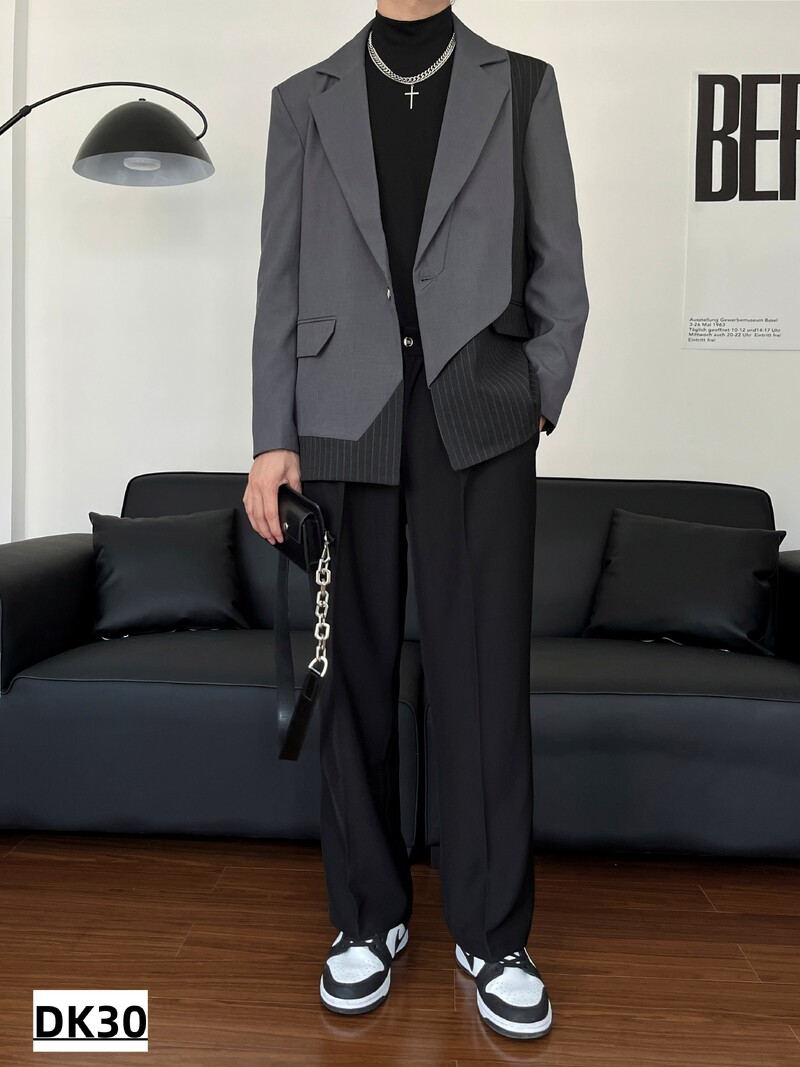 Highend trend férfi egyéni öltöny Fabric panelek öltöny Divatos koreai blézer Design Eredeti Stílusos Kiváló minőségű kabát szett