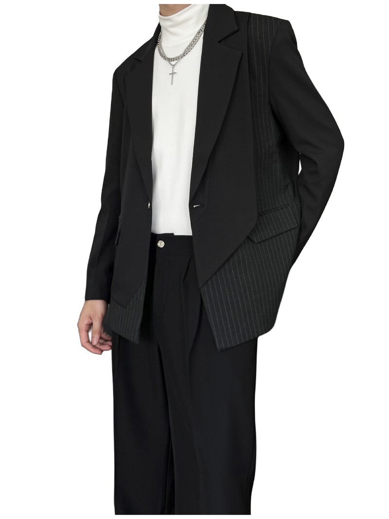 Highend trend férfi egyéni öltöny Fabric panelek öltöny Divatos koreai blézer Design Eredeti Stílusos Kiváló minőségű kabát szett