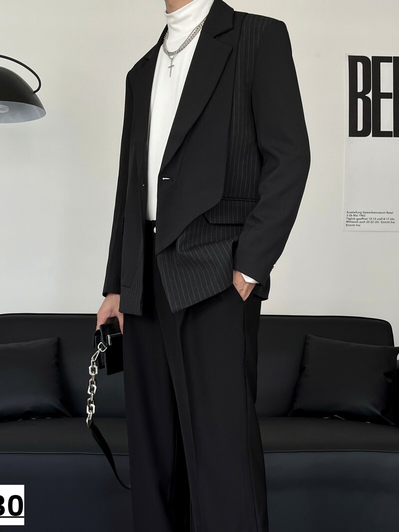 Highend trend férfi egyéni öltöny Fabric panelek öltöny Divatos koreai blézer Design Eredeti Stílusos Kiváló minőségű kabát szett