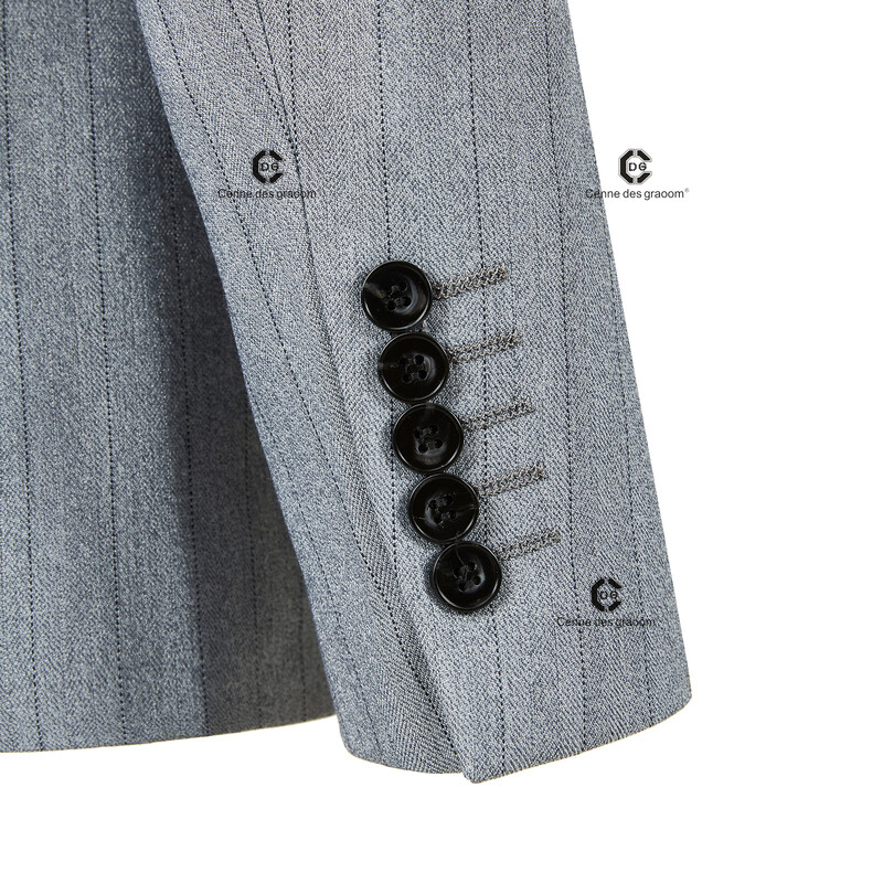 Cenne Des Graoom 2024 Muška odijela s plavim prugama Dvoredno redno šivano po mjeri 2-dijelni komplet sako Hlače Poslovni sastanak Vjenčanje