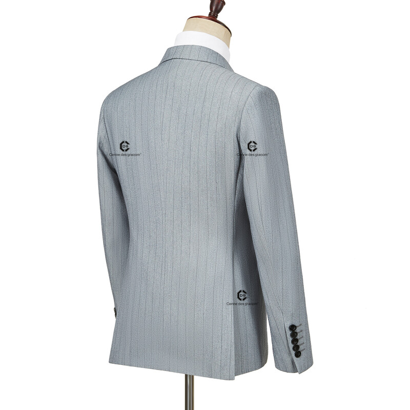 Cenne Des Graoom 2024 Muška odijela s plavim prugama Dvoredno redno šivano po mjeri 2-dijelni komplet sako Hlače Poslovni sastanak Vjenčanje