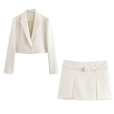 Zach Ailsa Ljeto 2024. Novo žensko polo ovratnik s dugim rukavima i kratkim odijelom Kaput Jednobojni remen Suknja Hlače Ležerni set