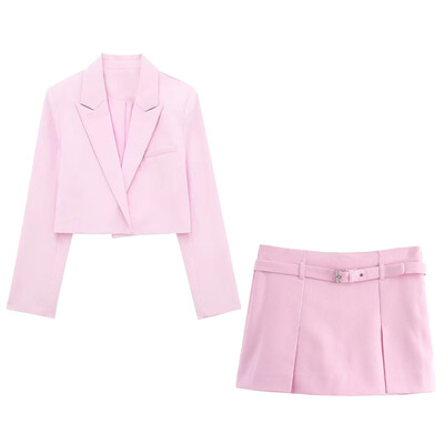 Zach Ailsa Ljeto 2024. Novo žensko polo ovratnik s dugim rukavima i kratkim odijelom Kaput Jednobojni remen Suknja Hlače Ležerni set