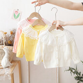 Dječja odjeća Džemperi za djevojčice s lijepim Peter Pan ovratnikom Cvjetni pleteni sako za djevojčice Jesenski dječji kardigan po mjeri HY07061