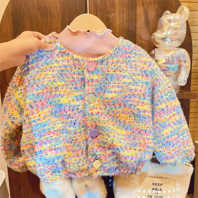 Pulóver Bő kabát Téli Új Gyermek Bársony Baba Nyitott Stitch Édes Szép Szép Divat Téli Tide 2024 Körgallér