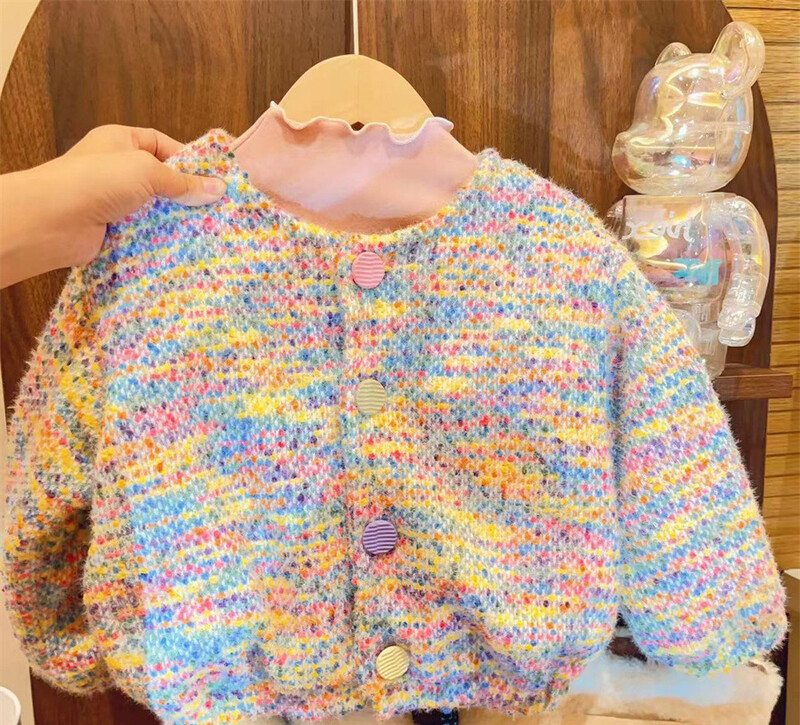 Pulóver Bő kabát Téli Új Gyermek Bársony Baba Nyitott Stitch Édes Szép Szép Divat Téli Tide 2024 Körgallér