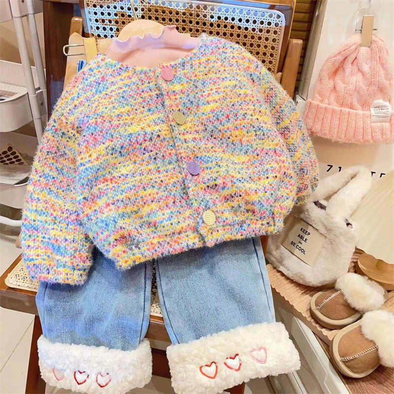 Pulóver Bő kabát Téli Új Gyermek Bársony Baba Nyitott Stitch Édes Szép Szép Divat Téli Tide 2024 Körgallér