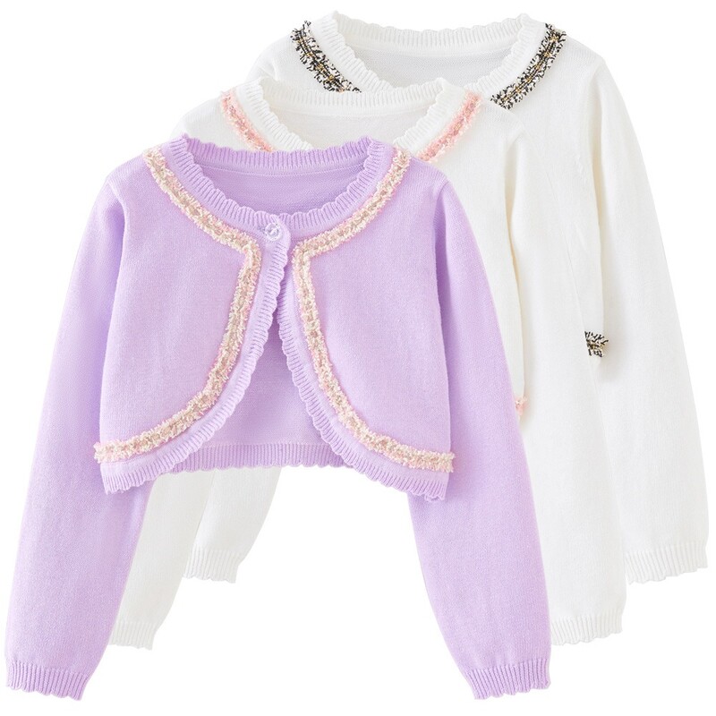 2-14 ani Mov fete Cardigan Thin Spring Pulover tricot pentru copii 3 4 6 8 10 12 14 ani Haine pentru copii