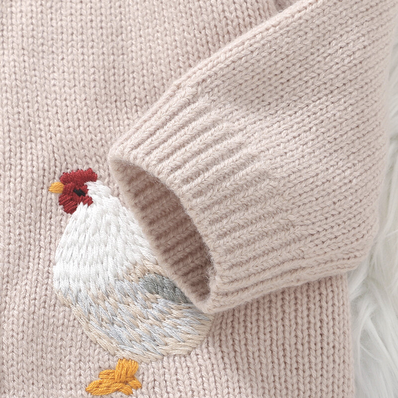 Pulovere pentru bebeluși tricot sugari fete cardigan cu mânecă lungă toamnă îmbrăcăminte copii nou-născuți topuri modă drăguț cocoș brodat iarnă
