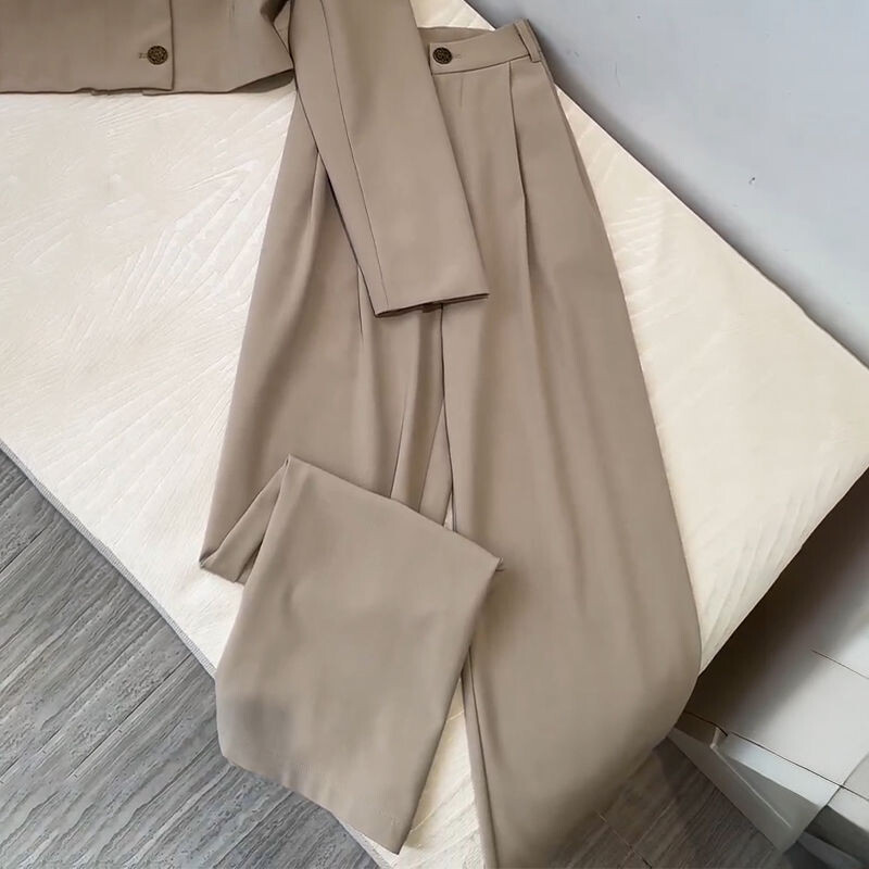 Proljeće jesen Ženska odijela High Street okruglog izreza dugih rukava dugmad Patchwork kardigan s elastičnim patentnim zatvaračem široke nogavice