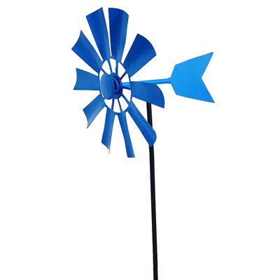 P82D kaltas dzelzs rotējošas vējdzirnavas, metāla vējdzirnavas, ainavas ornaments āra pagalma pagalma zāliena ratiņa dekorēšanai